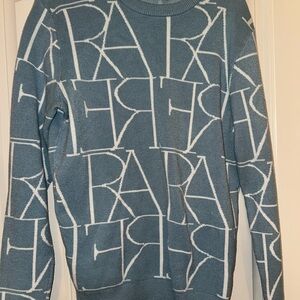 Rare Rabbit Blue Graphic Letter Knit Sweater Statement Designer S